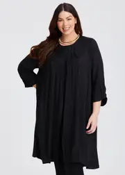 [TS] Taking Shape Amber Crinkle Split Front Tunic Size 20 in Black, Viscose - Plus Size Women's Tops & T Shirts Black