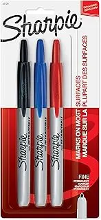 Sharpie Retractable Permanent Markers, Fine Point Fine Point 3-Count Assorted Colors