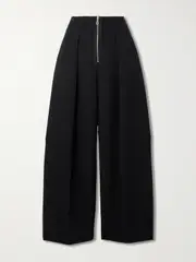 [Jean Paul Gaultier] Jean Paul Gaultier - Grosgrain-trimmed Pleated Crepe Pants - Black - FR 34 FR 34 Black