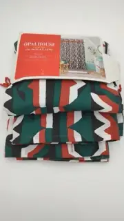 OPALHOUSE FRINGE TOP GREEN ORANGE JUNGALOW FABRIC SHOWER CURTAIN 72X72
