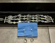 NEW VINTAGE WOMEN'S CRYSTAL / SILVER-TONE EARRINGS AND BRACELET SET