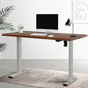 Artiss Electric Laptop Standing Desk Height Adjustable Sit Stand Desks 140cm X 70cm Desktop Table Office Study Computer Workstation Home Use (Rustic Brown Top + Grey Frame) Whole Piece Monitor Riser