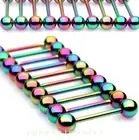 14G Rainbow Titanium Anodized Surgical Steel Barbell Tongue Ring & Nipple Ring