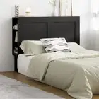 Oikiture Headboard Bed Head Queen Double King Bedhead with Shelves Black