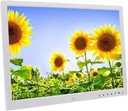 Digital Photo Frame 17 inch Electronic Picture Frame, with MP3, Calendar, Clock, Remote Control, Touch Screen Display, USB and SD Card Slot,White