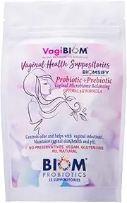 Biom Probiotics Vaginal Probiotic Suppositories For Women. Vegan Vaginal Moisturizer. Helps With Bacterial And Yeast Infection. Vaginal Dryness.Vaginal Health. Paraben-Free