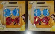 DISNEY STORE Beauty and the Beast Belle Red and Blue Hairbows 2-Pack NEW