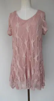 New Autograph Plus size 18 Pink viscose stretch lace tunic top