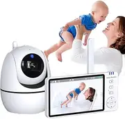 Baby Monitor Camera and Audio, 5 inch Colour Screen, 2.4Ghz Video Baby Monitor Night Vision, Temperature Display, 8 x Lullabies, 4 x Zoom Long Range no WiFi,High Capacity Battery USB Charge