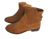 Very Volatile Jericho Cognac Booties 7.5 Suede Leather Zip 1" Heel 618