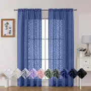 Dusty Blue Sheer Curtains 84 Inches Long 2 Panels Set, Light Filtering Soft