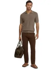 [Oxford] Corbin Cotton Knitted Polo Shirt in Chocolate