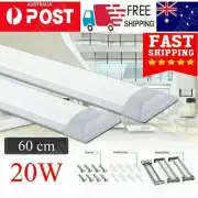 5X 20W Slimline Linear LED Fluro Fluorescent Batten Light 600mm Hardwired 6000K