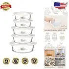 Versatile Airtight Meal Prep Containers - Round Glass with Silicone Lids, 5 Pack