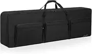 LASUK 88 Key Keyboard Case, Keyboard Gig Bag Case with Adjustable Straps and 6-Pocket for Keyboard Accessaries, 88 Key Electric Piano Keyboard Gig Bag 57.5"x7.1"x18.1"