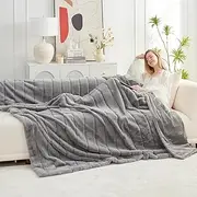 TARODEA Faux Fur Throw Blanket for Couch, Cozy Soft Plush Thick Summer Winter Blanket for Sofa Bedroom Living Room (Grey, 160x200 cm)