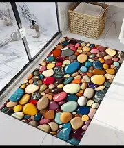 1pc Non-Slip Pebble Pattern Door Mat Absorbent Quick Dry Bath Foot Pad For Home