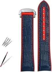 [CEKGDB] Rubber Silicone Watch Bands For Omega Seamaster 300 speedmaster Strap Watchband Moon Watch Strap 20mm 22mm(Blue red silver,20mm)