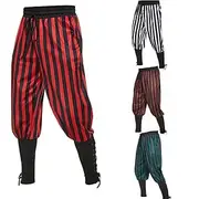 Retro Vintage Medieval 17th Century Pirate Pants Pirate Knight Ritter Viking Drawstring Stripes Men's Pirate Halloween Carnival LARP Ren Faire Adults' Pants
