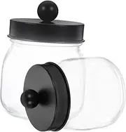 SWOOMEY 2pcs Glass Holder Vintage French Style Storage Canisters Lids for Bathroom Vanity Organizers Dust and Easy Access for Swabs and Cosmetics