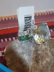 NEW PRASIOLITE 7.31ctw Russian Chrome Diopside Topaz Sterling Silver RIng 313