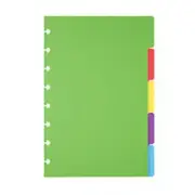 TUL Custom Note-Taking System Discbound 5-Tab Dividers, Junior Size, 5.5" x 8.5"