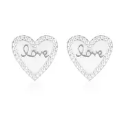 GEORGINI REFLECTION ENAMEL LOVE HEART STUD EARRINGS SILVER