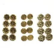 shank craft buttons 3 sets of 8 floral gold tone flowers rose