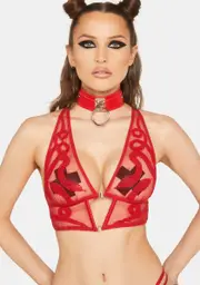 [Thistle and Spire] Red Medusa Embroidered Bralette