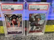 Lot of 2: 2023 One Piece TCG JPN Sabo OP05 Alt Art & Luffy OP03 PSA 10 GEM MT