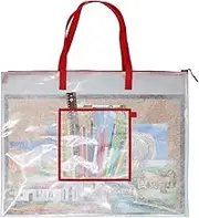 Art Portfolio Bag Poster Storage Bag with Pocket,Transparent Bag for Bulletin Boards,Poster Board,Large Posters,Painting (Red, Small)