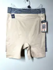 2 Pair Nautica Intimates M Seamless Slip Shorts Nude Gray Double Layer Smoothing
