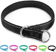Mycicy Reflective Dog Choke Collar, Soft Nylon Training Slip Collar for Dogs in Black 20", Wide 1"