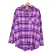 BP. Nordstrom Plaid Flannel Shirt Shacket Pocket Oversized Purple Pink