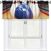 LHBWCVN Bowling Valances for Windows, Rod Pocket Window Treatment Drapes Farmhouse Kitchen Curtains Short Blackout Window Curtains for Living Room Bedroom Decor 54x18 Inch