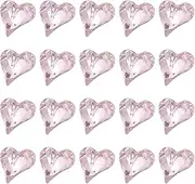 uxcell 20 Pcs 3D Heart Pink Nail Rhinestones 12x13mm K9 Glass Crystal Rhinestones Pointed Back Crooked Heart Gems for Nail Charm Art DIY Decoration Craft