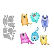 Silly Cats Standing Laying Scared Metal Cutting Dies Scrapbook Card Craft