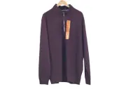 Ted Baker Men Sweater Quarter 1/4 Zip Pullover Maroon Red Size 2XL NEW