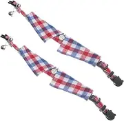 GALPADA 2Pcs Adjustable Kitten Collar with Bell Cute Cat Adorable Collar Durable Cloth Material for Comfortable Wear for Parties and Everyday Use Checkered