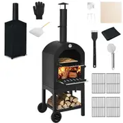 Costway 3-in-1 Outdoor Pizza Oven Maker Portable Woodfired Charcoal Oven Barbecue Camping Grill