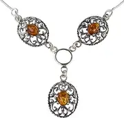 [HolidayGiftShops] Sterling Silver and Baltic Honey Amber Necklace "Lenore"