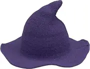 Halloween Witch Hat for Women Girls, Foldable Wide Brim Spire Knitted Wool Wizard Hat for Halloween Party Cosplay Costume