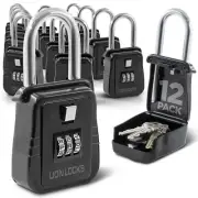 12-Pack Alpha Key Lock Box with Code - Outdoor Realtor Lock Box, Property Man...