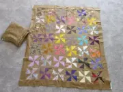 USA Hand Made Crib Size Quilt Top-Patchwork Windmill 40" x 46" W/Backing Fabric
