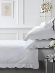 Appletree White Scallop Edge 200 Thread Count 100% Cotton Duvet Cover Set (N12981) | $127 - $161