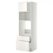 METOD / MAXIMERA high cab f oven/micro w dr/2 drwrs, white/Veddinge white, 60x60x200 cm