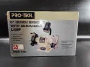 PRO-TECH 8103 6" BENCH GRINDER W/ ADJUSTABLE LAMP NIB DUAL SIDE PRECISION