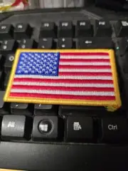 American Flag Embroidered Patch (Yellow Border)