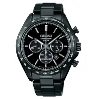 在飛比找Yahoo奇摩購物中心優惠-SEIKO Criteria 經典黑鋼三眼太陽能時尚腕錶V1