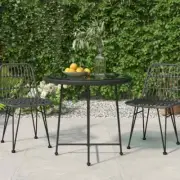 vidaXL Dining Table Black √ò80 cm¬†Tempered Glass and Steel